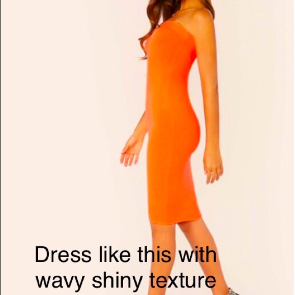 Bright Orange Strapless Dress. Has rubberized strip on top front edge Size L